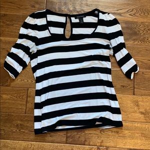 WHBM Striped 1/2 Sleeve Top Sz M